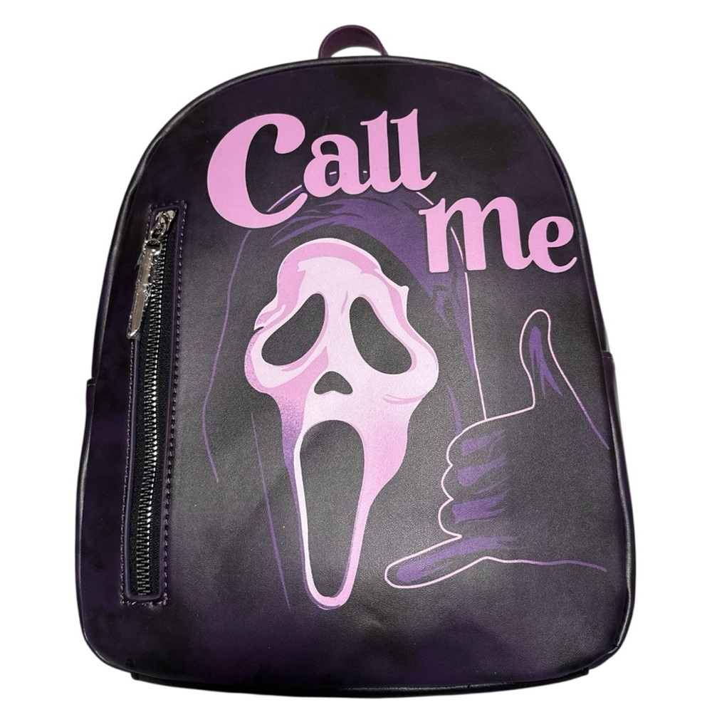 NWT Bioworld Ghost Face Scream Call Me Purple & Black Mini Backpack